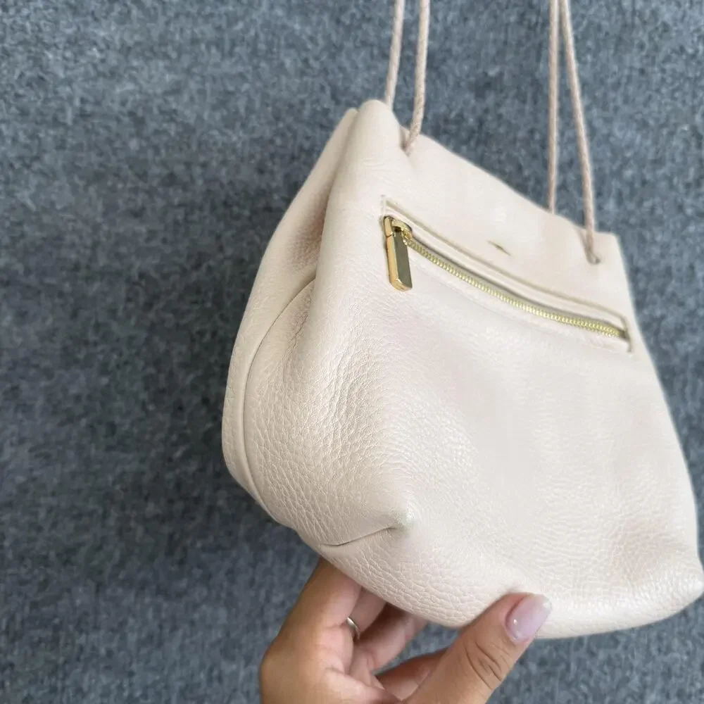 Shinola Leather Shoulder Tote Crossbody Bag Light Pink Braided Strap Minimalist